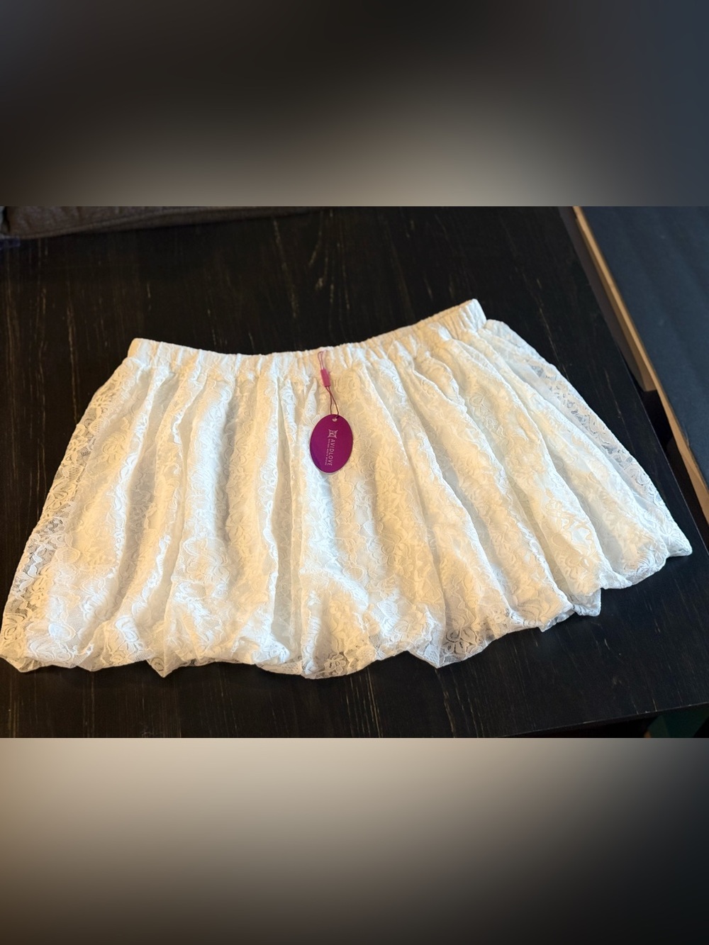 Avidlove | Lace Ruched Mini Skirt | White | XXL | NWT | Y2K - Picture 6 of 7